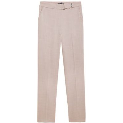 M&S Womens Straight Leg Trousers - 18LNG - Neutral, Neutral,Dark Navy