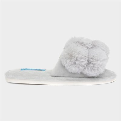 Lunar Octavia Womens Grey Faux Fur Mule Slipper