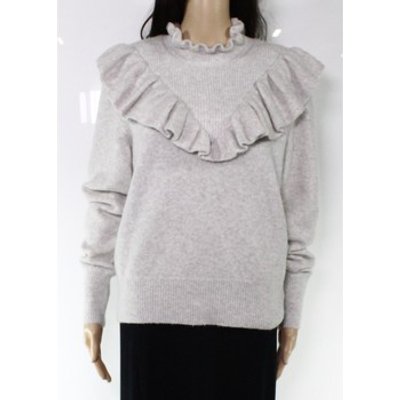 French Connection  Women's Sweater  Large L Ruffled Pullover  women's Sweatshirt in Grey