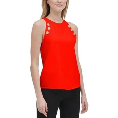 Calvin Klein Jeans  Women's Blouse Bright  Small S Tank Button  women's Blouse in Red