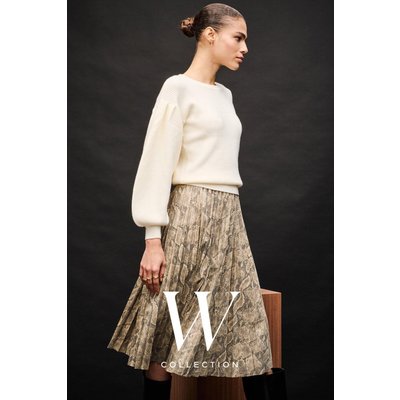 Snake Print Suedette Pleated Skirt