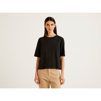 Benetton, 100% Cotton Boxy Fit T-shirt, size S, Black, Women