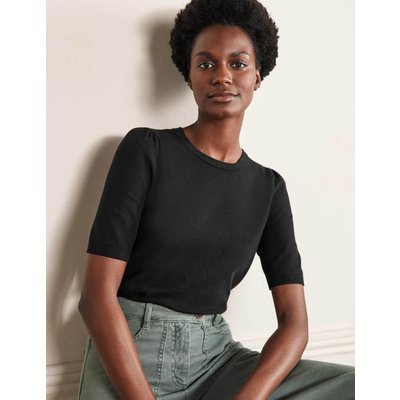 Cotton Crew Knitted Top Black Women Boden