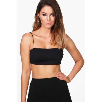 Womens Square Neck Strappy Bandeau - Black - 6, Black