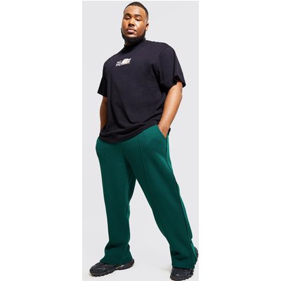 Mens Green Plus Extended Neck T-shirt & Split Hem Jogger, Green