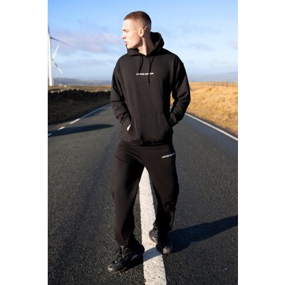 Mens Black Oversized Recycled Limited Hooded Tracksuit, Black