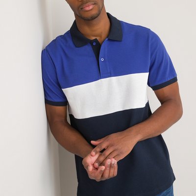 Graphic Organic Cotton Polo Shirt with Short Sleeves