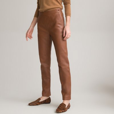 Ankle Grazer Peg Trousers in Leather, Length 27"