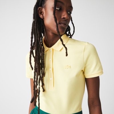 Women's Lacoste Slim fit Stretch Cotton Piqué Polo Shirt Size 6 Yellow