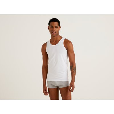 Benetton, Tank Top In Organic Stretch Cotton, size XL, White, Men