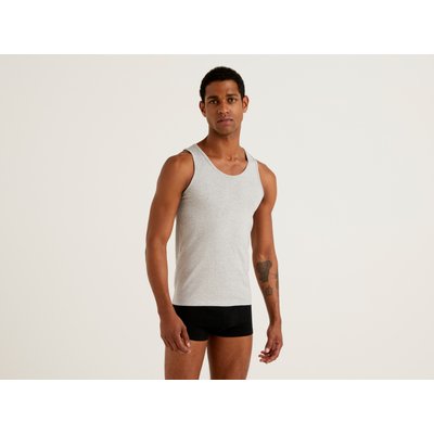 Benetton, Tank Top In Organic Stretch Cotton, size M, Light Gray, Men