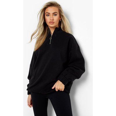 Womens Super Oversized Half Zip Jumper - Black - Xs, Black