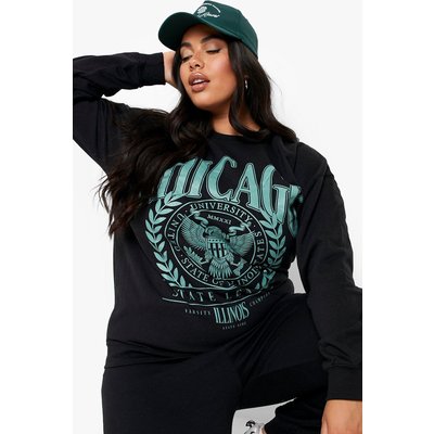 Womens Plus Chicago Graphic Sweat - Black - 16, Black