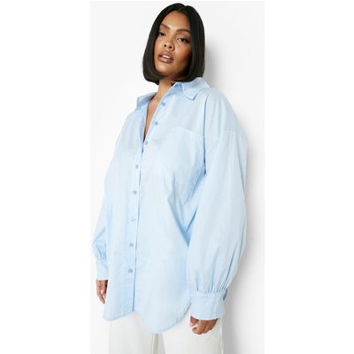 Womens Plus Oversized Poplin Shirt - Blue - 26, Blue