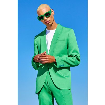 Men's Single Breasted Skinny Square Suit Jacket - Green - 38, Green