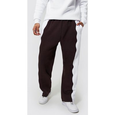 Mens Brown Wide Leg Curved Panel Jogger, Brown