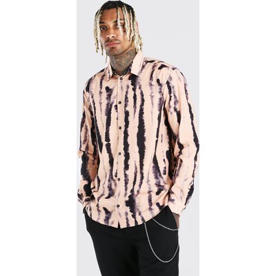 Mens Black Long Sleeve Abstract Print Shirt, Black