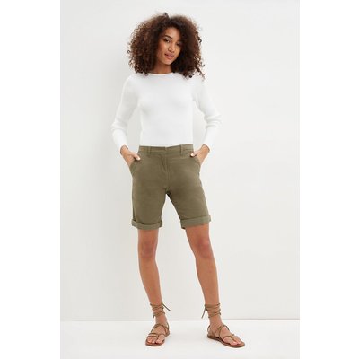 Womens Olive Chino Knee Shorts