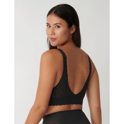 Sloggi Womens Zero Feel Lace 2.0 Crop Top - XS - Black, Black,Khaki