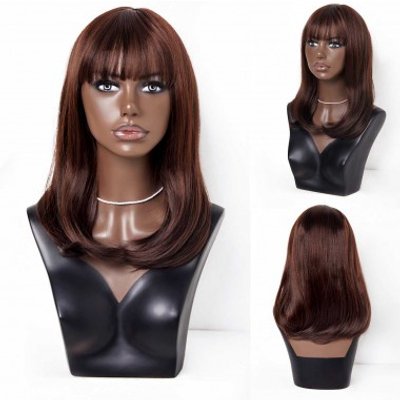 Bangs long Brown Wig for Women