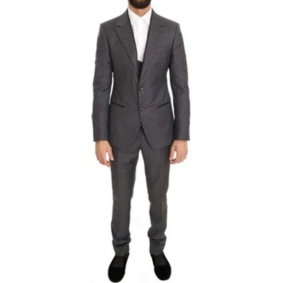 D&amp;G  Polka Dotted Slim Fit 3 Piece Suit  men's  in Grey