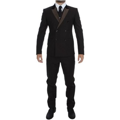 D&amp;G  Striped Wool Slim 3 Piece Suit Tuxedo  men's  in Brown