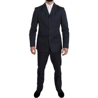 Romeo Gigli  Two Piece 3 Button Cotton  Solid Suit  men's  in Blue