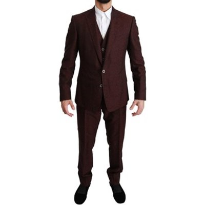 D&amp;G  Maroon Brocade 3 Piece Wool MARTINI Suit  men's  in Bordeaux