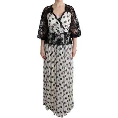 D&amp;G  Black White Polka Dotted Floral Dress  women's  in Multicolour