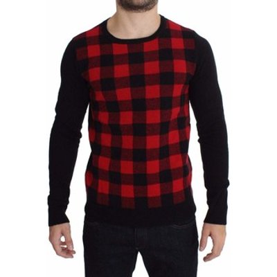 Costume National  Black Wool Crewneck Sweater  men's Sweatshirt in Red