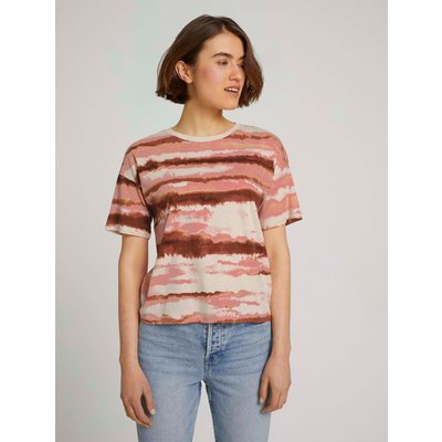 TOM TAILOR DENIM uitgesneden T-shirt met patroon, Vrouwen, rosa, Größe M