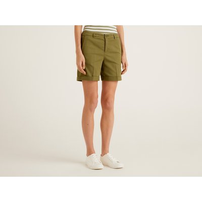 Benetton, Stretch Cotton Bermudas, size 14, Military Green, Women