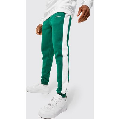 Womens Skinny Man Signature Panel Jogger - Green - S, Green