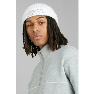 Mens White Ofcl Embroidered Micro Beanie, White