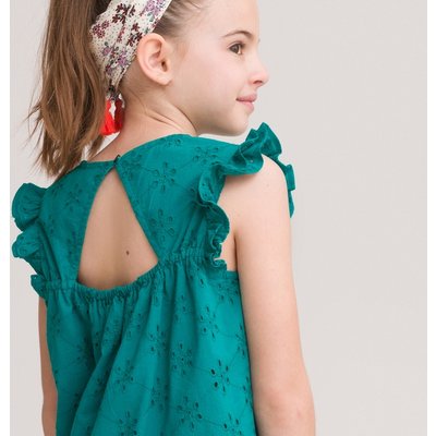 Organic Cotton Ruffled Blouse in Broderie Anglaise, 3-12 Years