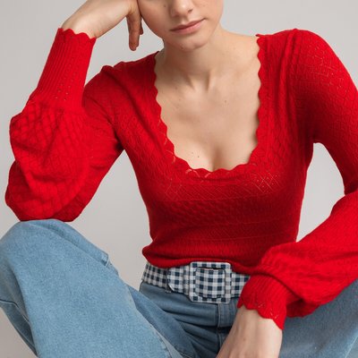 Square Neck Jumper in Fine Knit