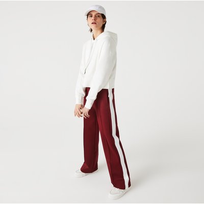 Lacoste Women’s Heritage Loose Fit Side Bands Tracksuit Trousers Size 16 White / Bordeaux