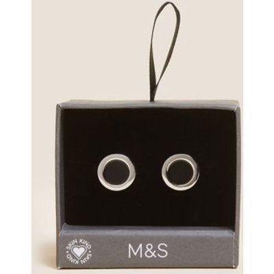 M&S Mens Circular Cufflinks - Silver, Silver