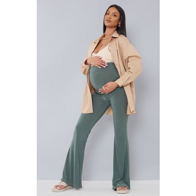 Maternity Khaki Slinky Over Bump Flare Pants