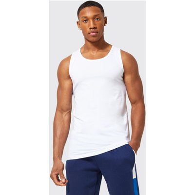 Mens White Muscle Fit Vest with REEL Cotton, White