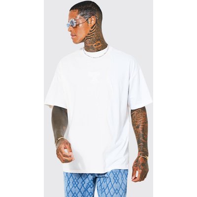 Mens Blue Oversized Spliced Extended Neck T-shirt, Blue