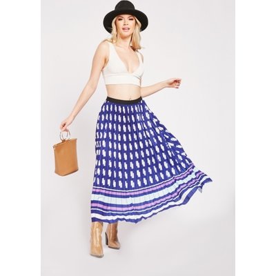 Printed Pleated Midi Skirt