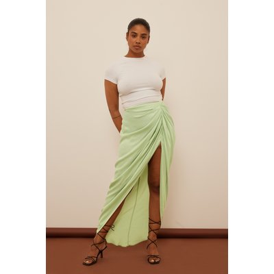 NA-KD Trend Draped Maxi Skirt - Green