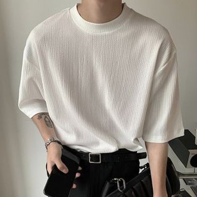 Elbow-Sleeve Ribbed T-Shirt