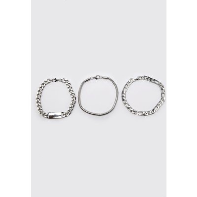 Womens 3 Pack Bracelets - Grey - One Size, Grey