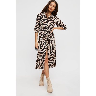 Petite Large Tiger Midi Shirt Dress