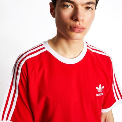 Adidas 3 Stripes Heren T-shirts - Rood - Maat: S - Foot Locker