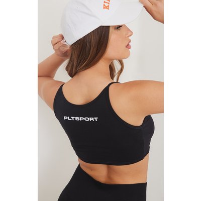 Black Racer Neck Sports Crop Top