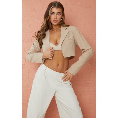 Mushroom Crinkle Look Cropped Blazer