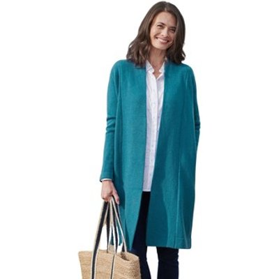 Woolovers  Edge To Edge Coatigan Bright Teal  women's Coat in Blue